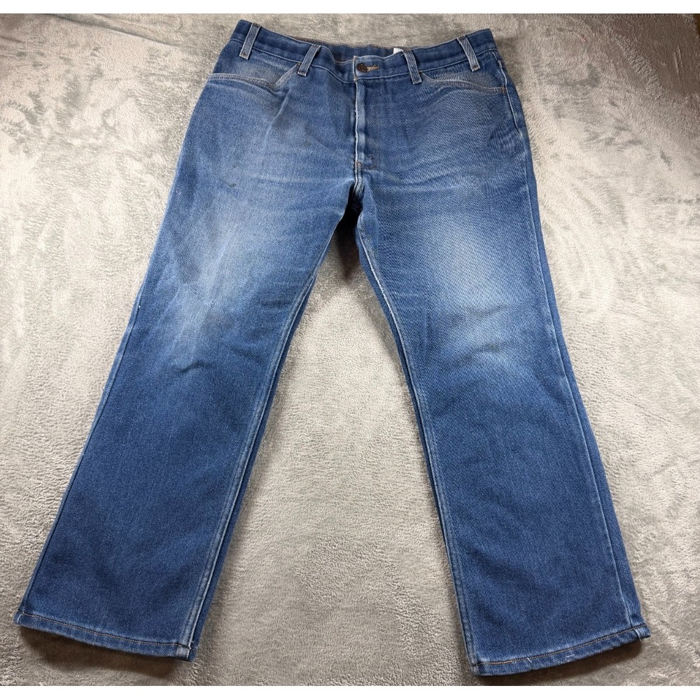 Vtg Levi's Brown Tab Straight Leg Jeans 38x29 Blue Denim Faded Workwear